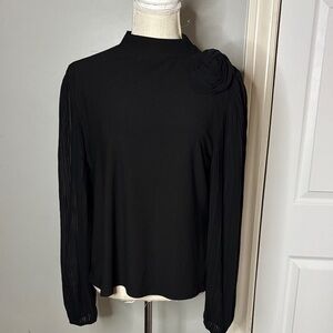 Chic Black Women's Blouse with Floral Accent